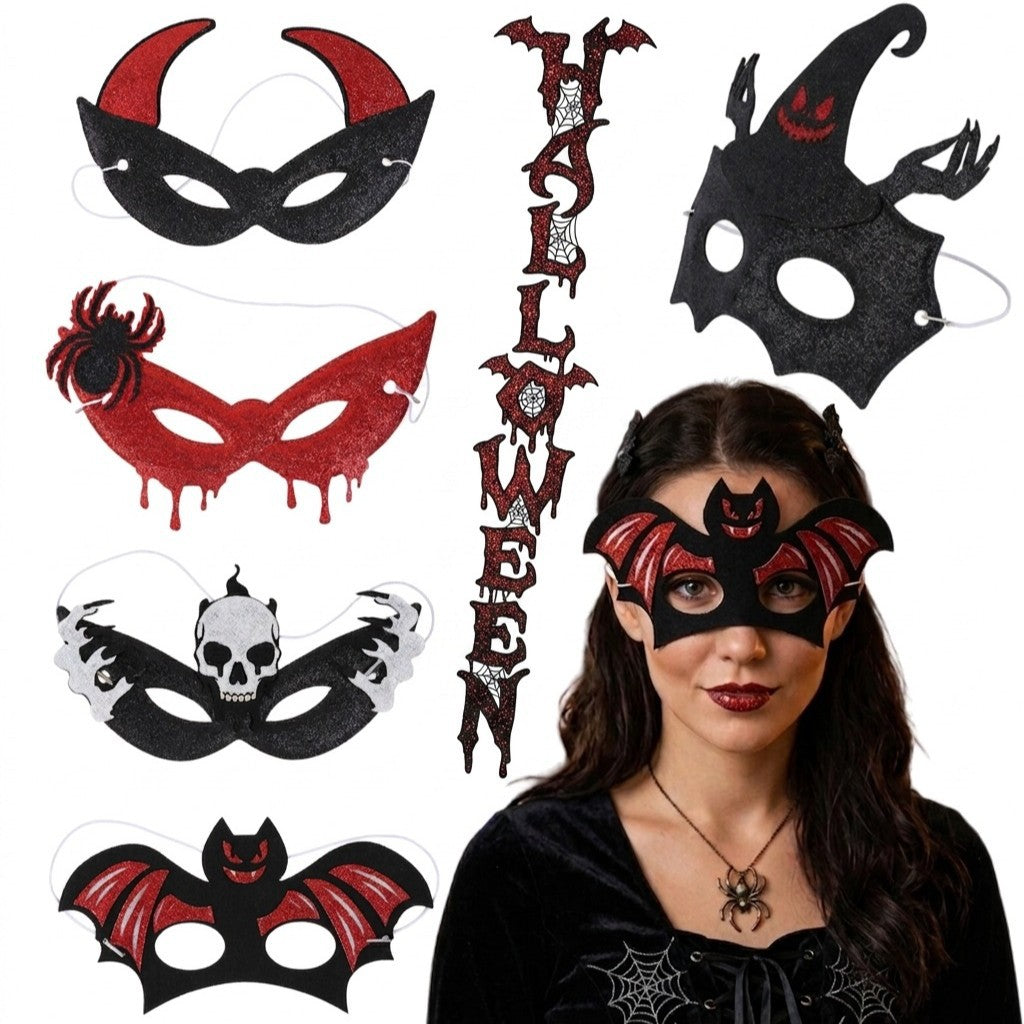 Halloween Spider Bat Half Face Masks, Skull Eye Mask For Costume Party Decorations