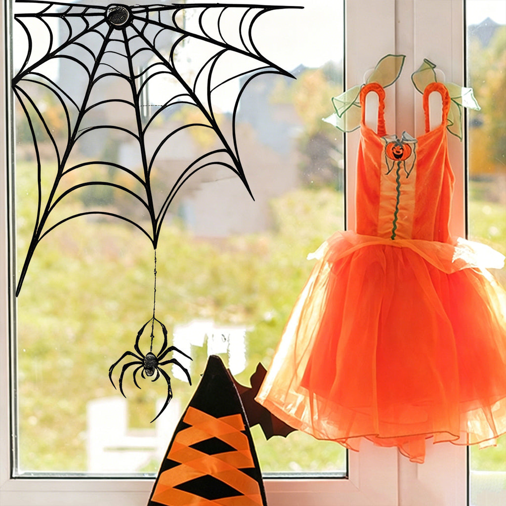 Halloween Spider And Black Cat Static Window Stickers, No Glue Removable Decorations For Bedroom Living Room Balcony Windows