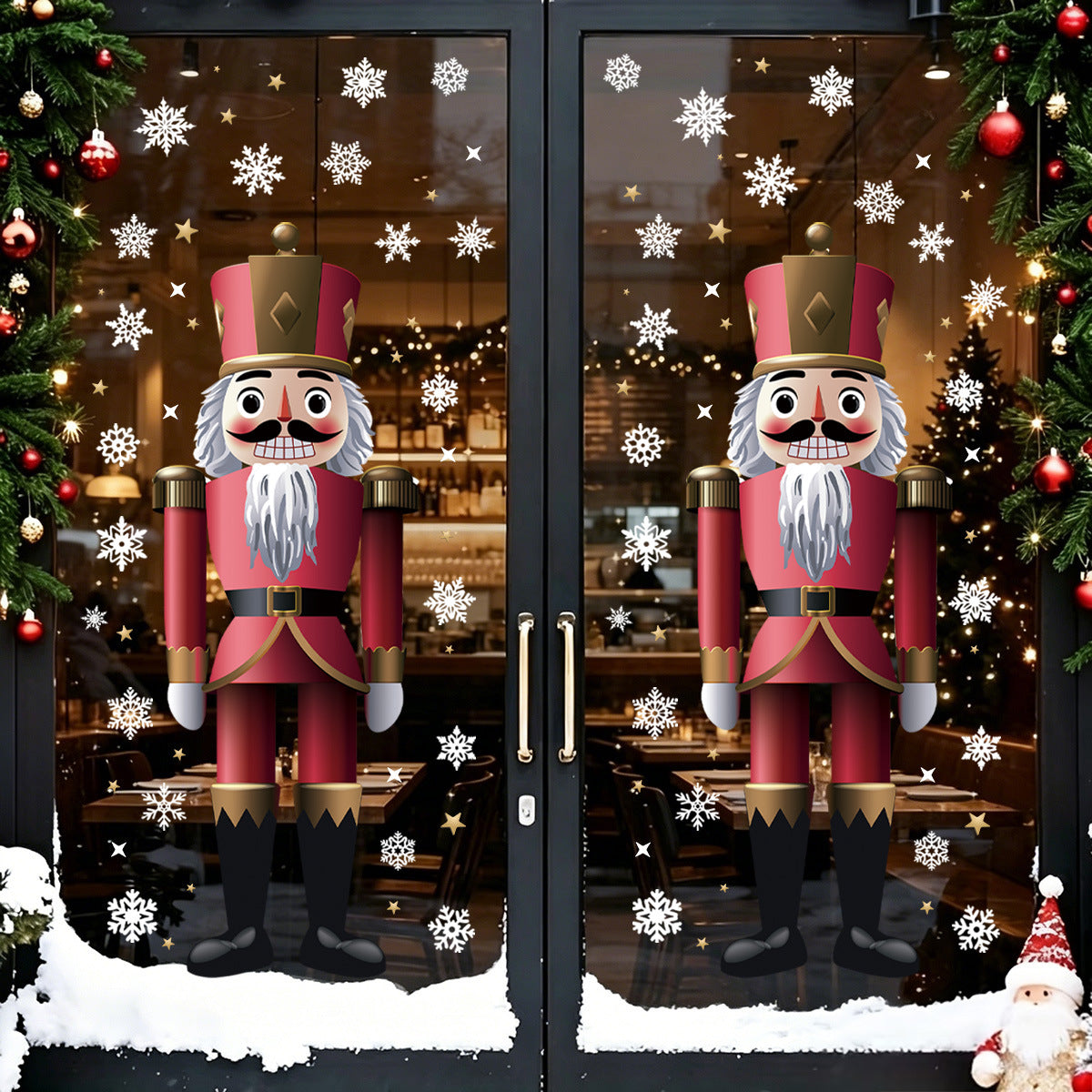 Nutcracker Soldier Christmas Window Clings Static Sticker Storefront Holiday No Residue Decor