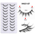 10 Pairs Hard Band False Eyelashes, Comic Doll Little Devil Cluster Lashes for Women