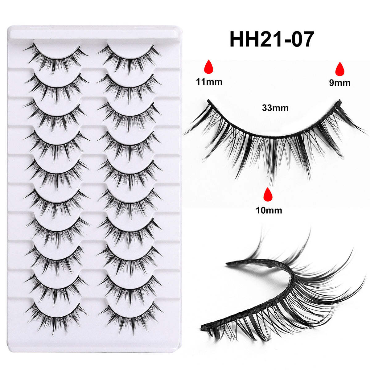 10 Pairs Hard Band False Eyelashes, Comic Doll Little Devil Cluster Lashes for Women