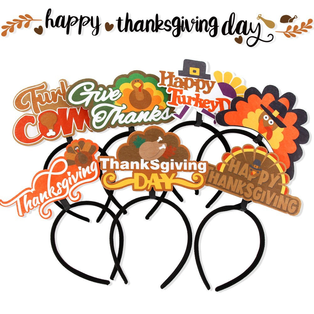 Thanksgiving Turkey Letter Headband Pumpkin Party Costume Accessory Headpiece