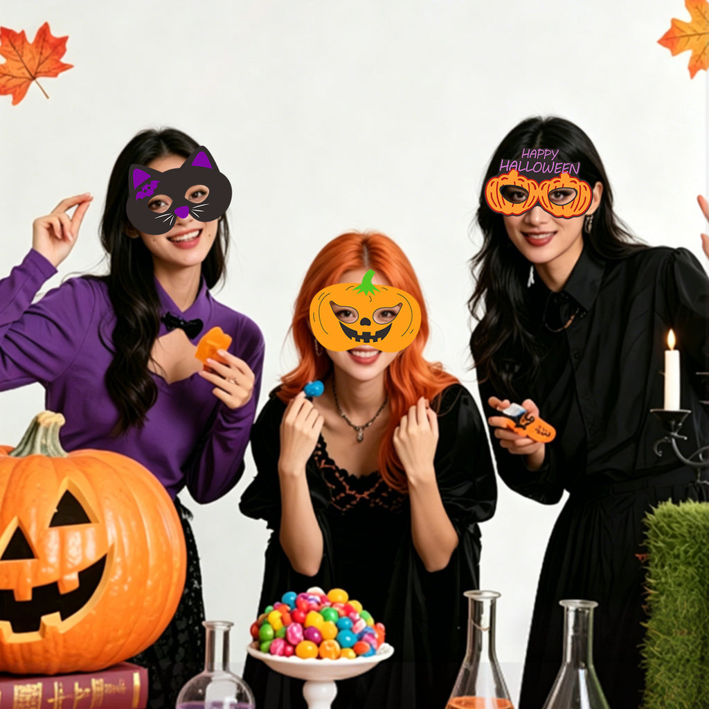 Halloween DIY Pumpkin And Vampire Cartoon Masks, Party Photo Props For Dress Up Costumes