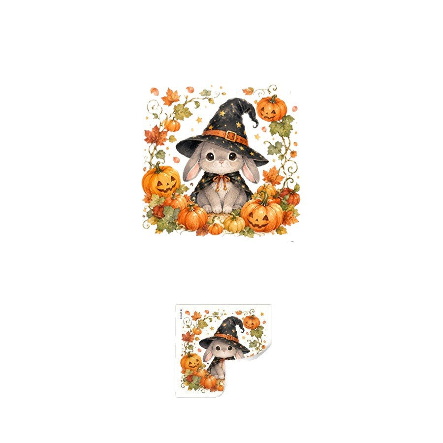 Fall Halloween Rabbit Static Window Clings, Glass Decoration Stickers for Storefront