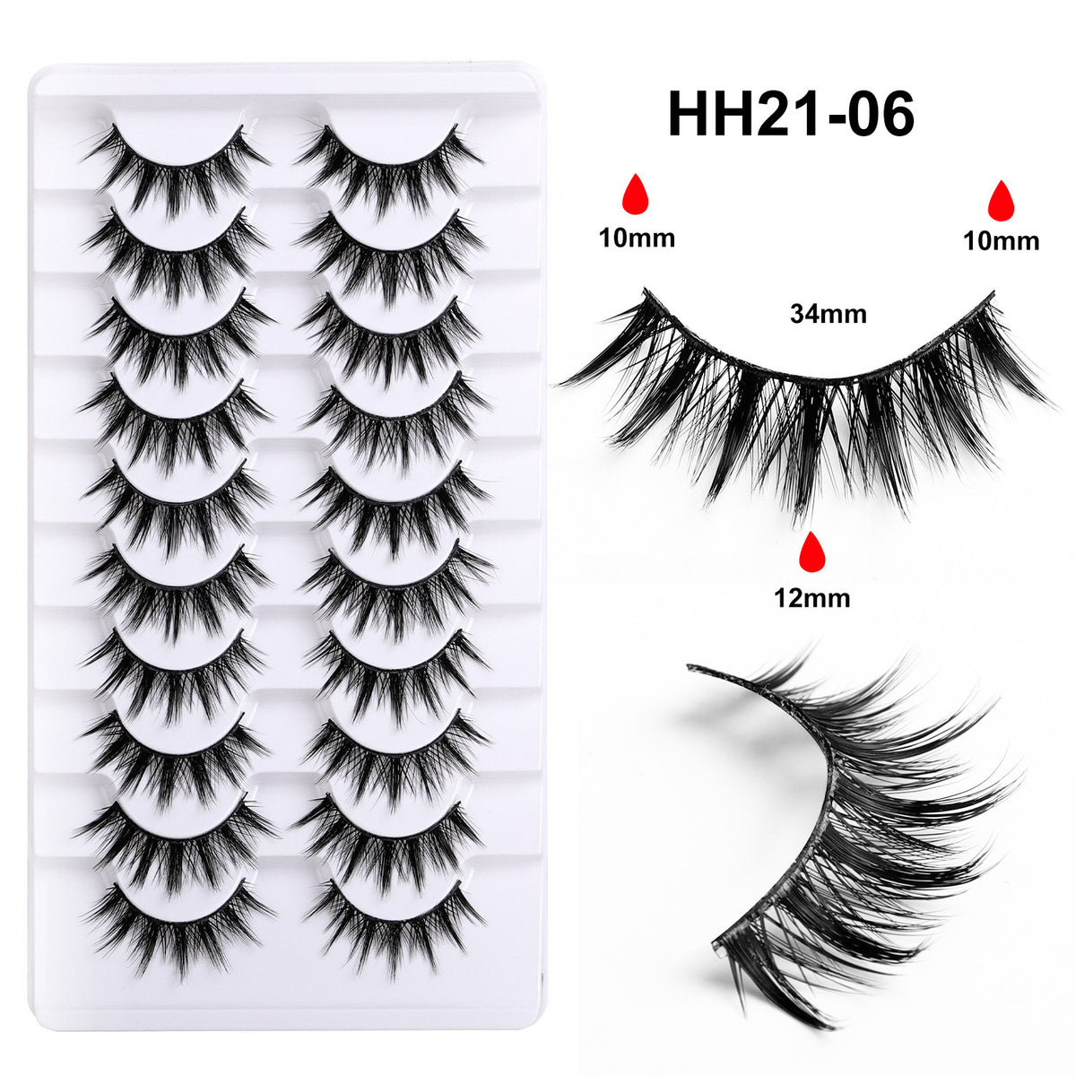 10 Pairs Hard Band False Eyelashes, Comic Doll Little Devil Cluster Lashes for Women