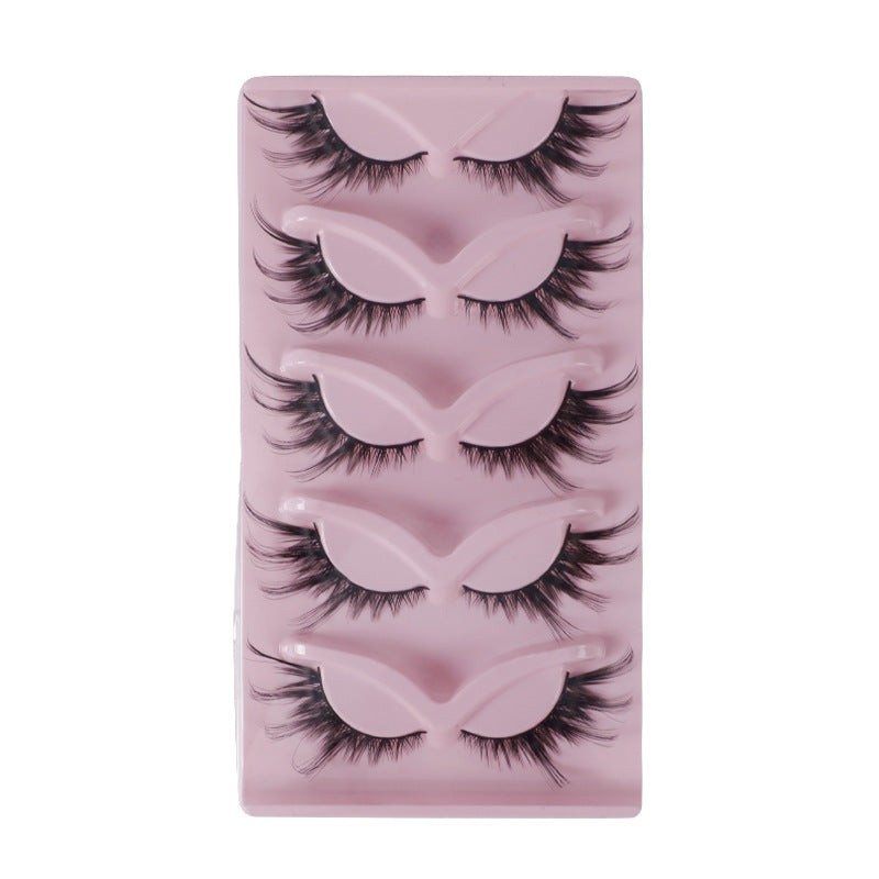 Cat Eye Wispy False Lashes 5 Pairs Fox Eye Style Long Volume Natural Look Fake Eyelashes