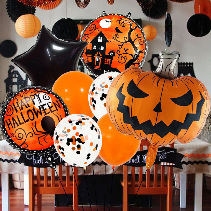 Halloween Photo Booth Foil Balloon Set, Pumpkin Spider Party Decorations