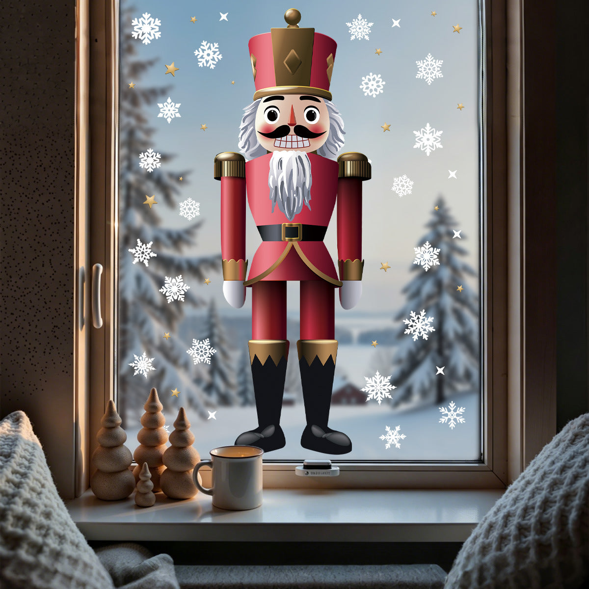 Nutcracker Soldier Christmas Window Clings Static Sticker Storefront Holiday No Residue Decor