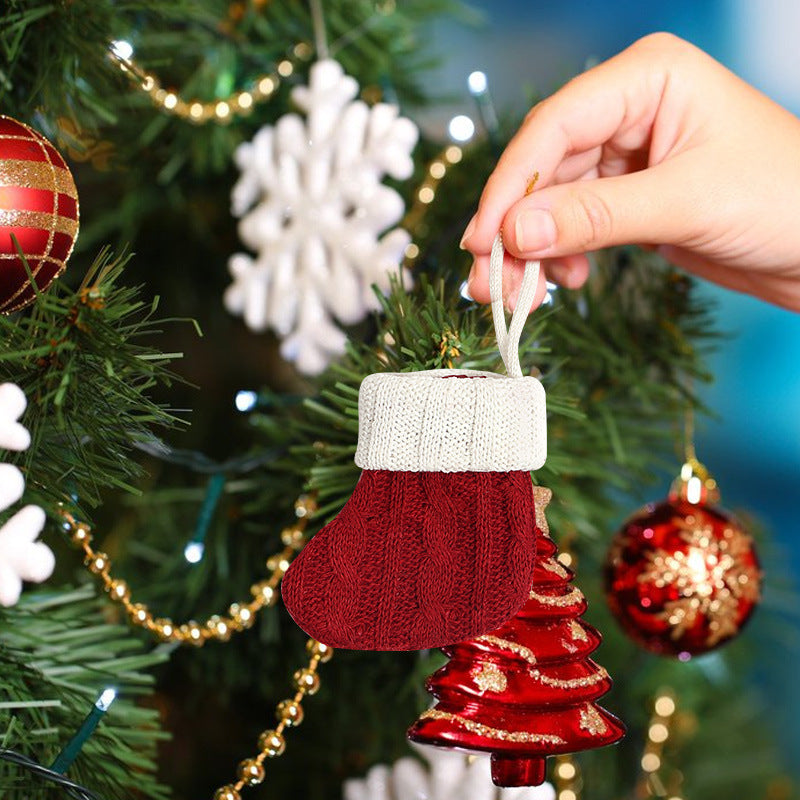 Knitted Mini Christmas Stockings, Small Holiday Hanging Decorations for Home Window Display