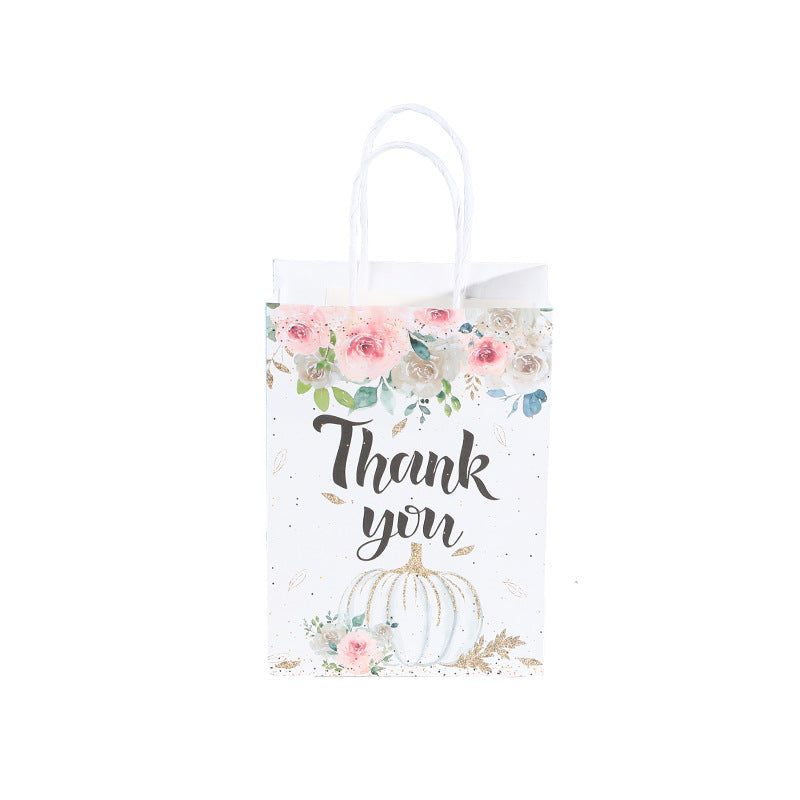 Thanksgiving Thank You Kraft Paper Gift Bags Festive Printed Tote Party Bags