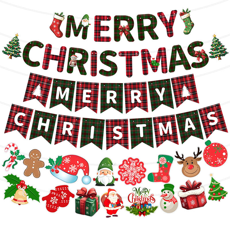 Christmas Letter Banner Pennant, Paper Hanging Flag Garland for Holiday Party Decorations