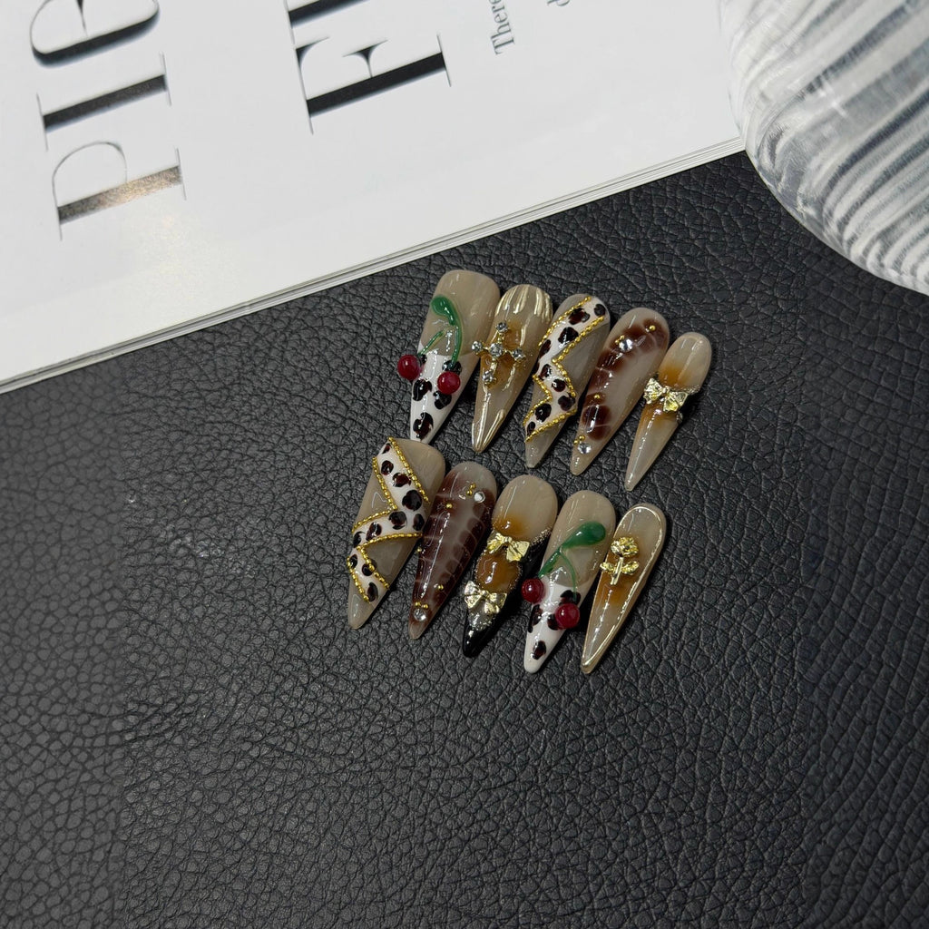 Volcano Babes Handcrafted Press on Nails Piece Carving