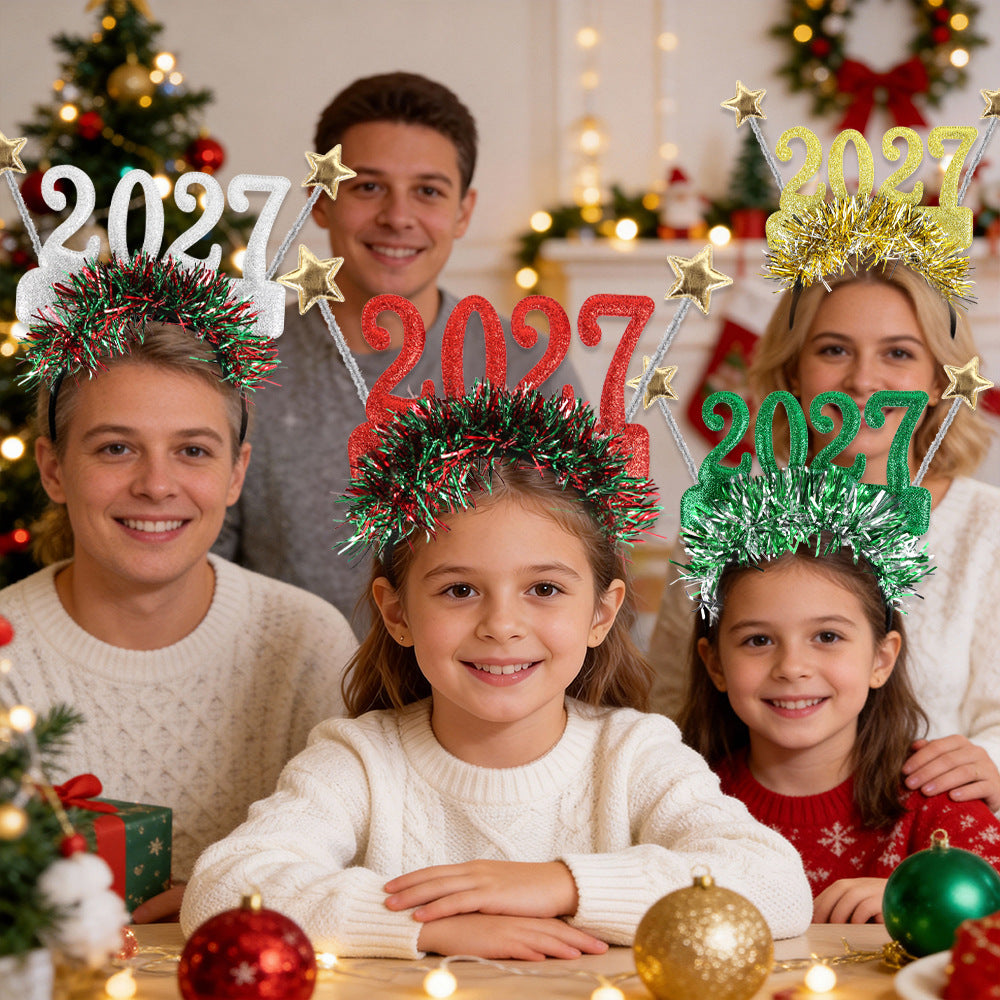 Kids Christmas Star Headbands with Colorful Strips, Holiday Party Photo Prop