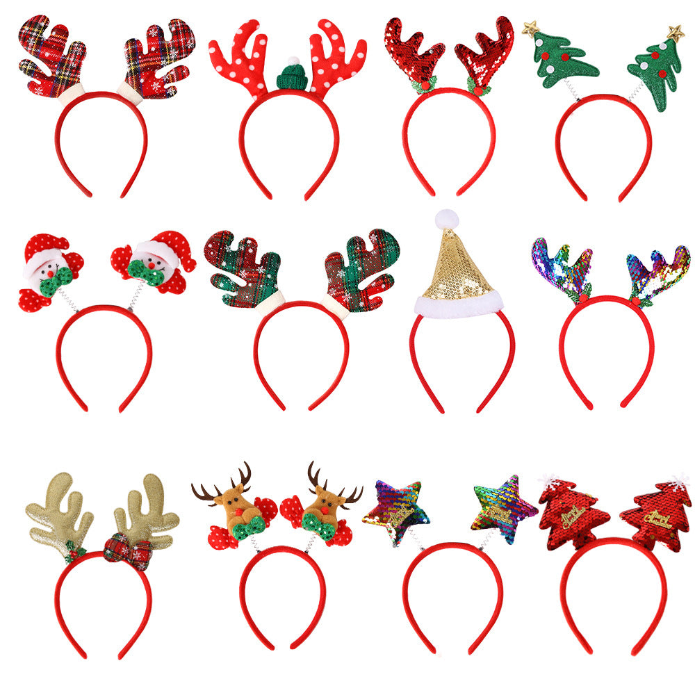 Reindeer Antler Star Headband, Christmas Plastic Hair Hoop for Kids Party Decorations
