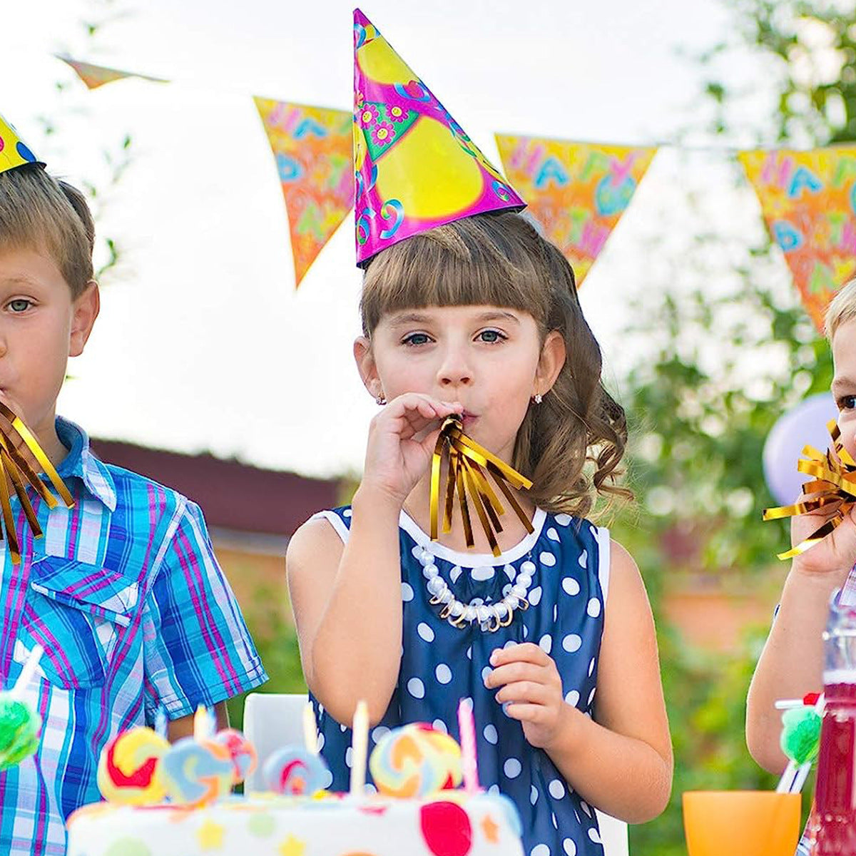 Gold Blowout Horns Party Blowers 6.5cm Kids Celebration Cheer Props Party Favors
