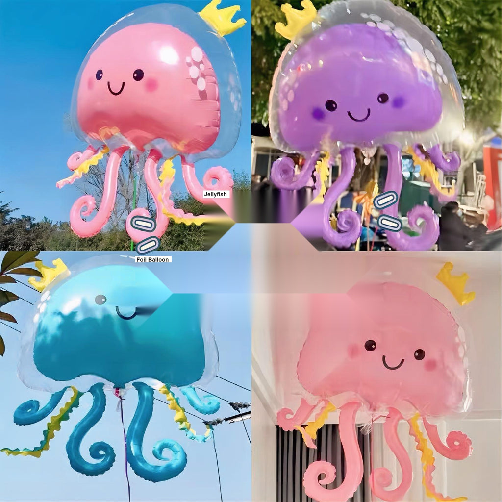 Glowing Jellyfish Foil Balloon, Octopus Shaped Light Up Aluminum Balloon For Night Market Party Props