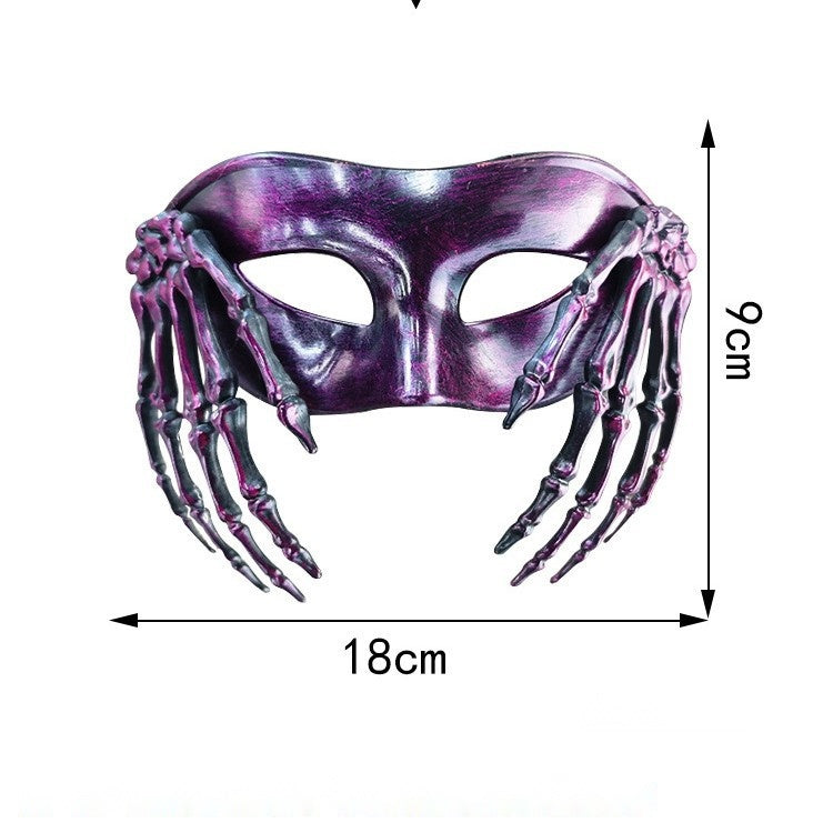 Halloween Retro Phantom Skull Half Face Mask, Plastic Carnival Masquerade Eye Mask
