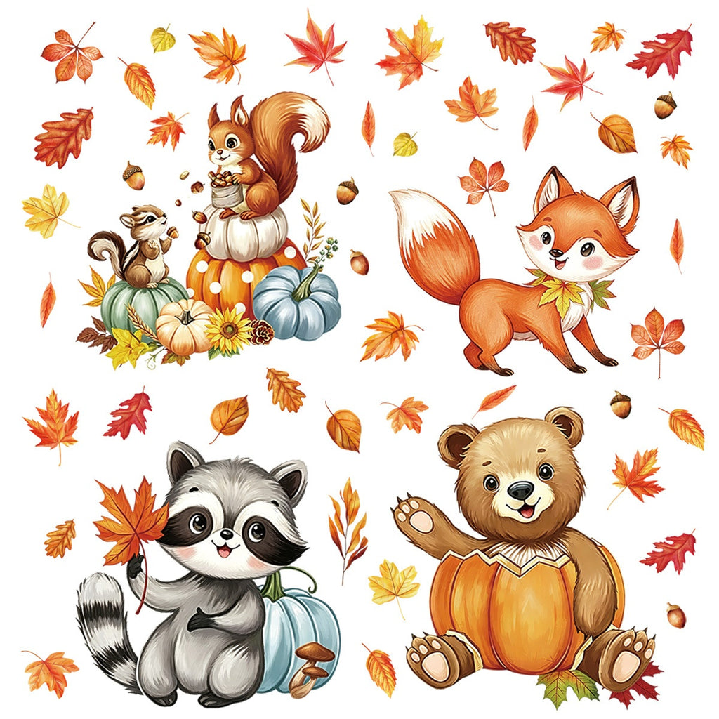 Thanksgiving Window Clings Pumpkin Maple Leaf Turkey Static No Residue Glass Stickers