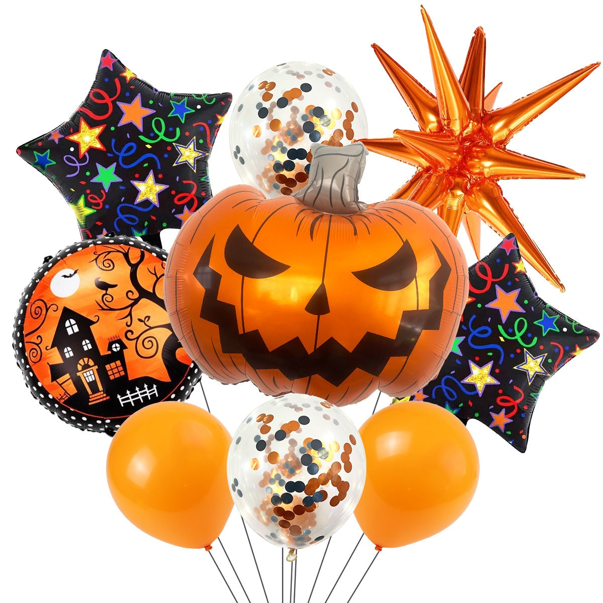 Halloween Foil Balloon Set, Pumpkin Ghost Skull Cartoon Shaped Balloons For Spooky Party Decor