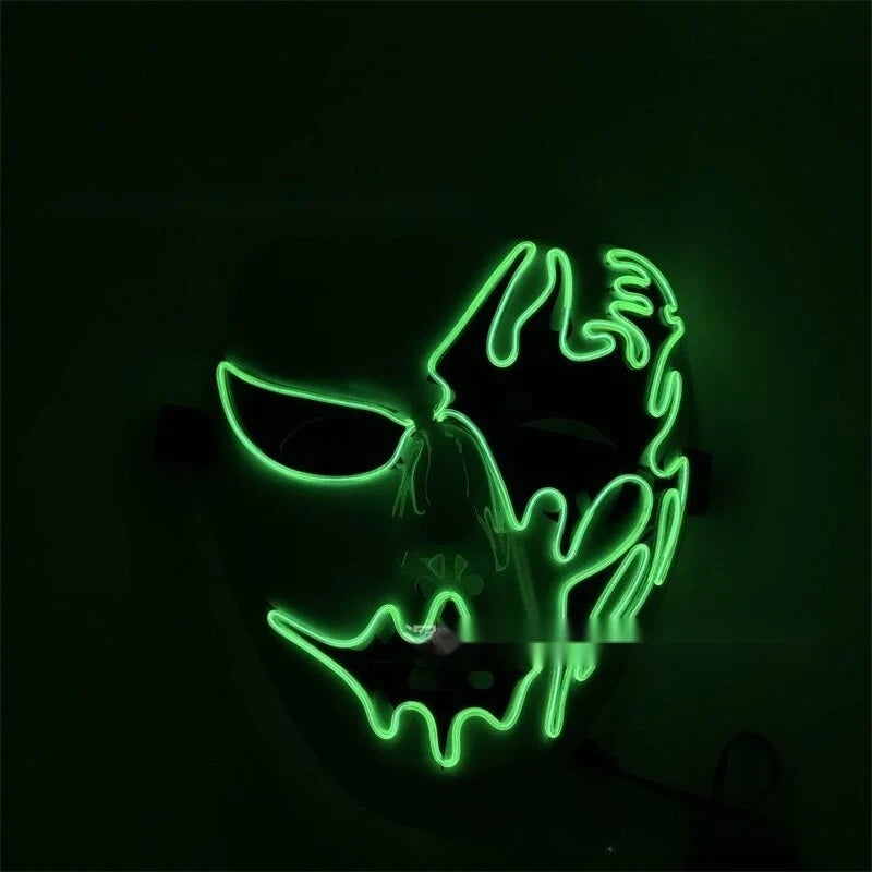 Glowing Vampire Mask, Halloween Light Up Face Mask For Bar Party Rave Street Dance Celebrations