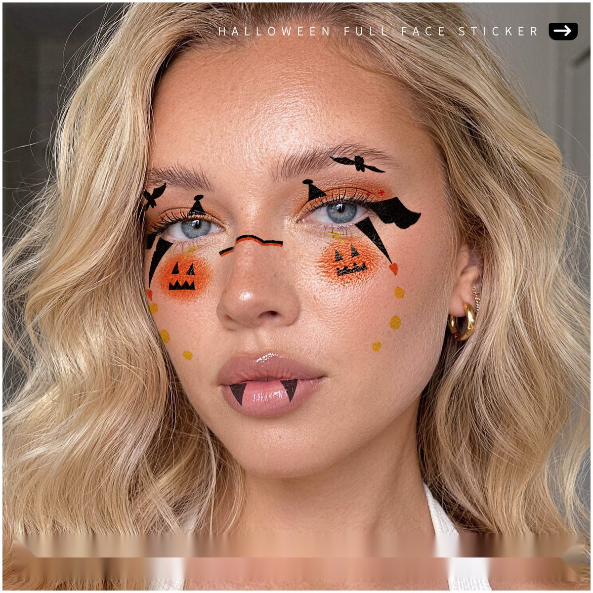 Halloween Temporary Tattoos And Face Stickers, Funny Cartoon Party Face Decals For Spooky Costume Makeup