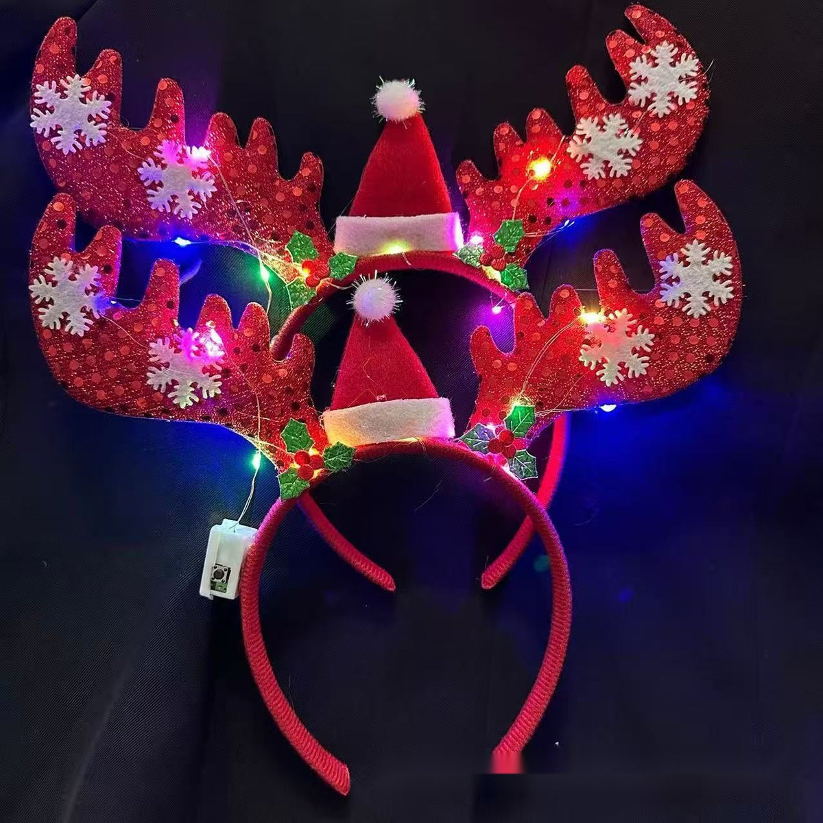 Glowing Reindeer Antler Headband, Christmas Light Up Hair Accessory for Adults and Kids