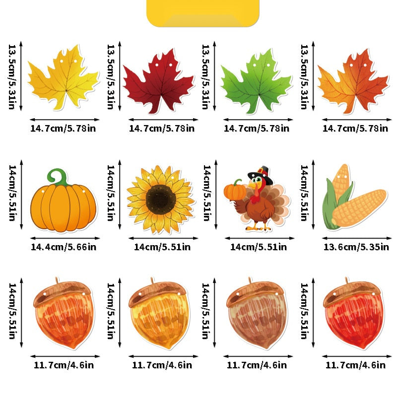 Thanksgiving Fall Pumpkin Maple Leaf Bunting Banner Party Decorations Hanging Flag Set