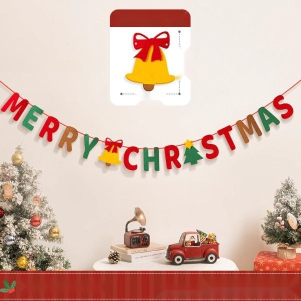 Custom Christmas Banner Pennant Flags, Personalized Holiday Party Bunting Decorations