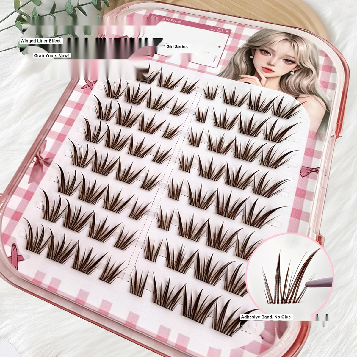 Fox Eye Segment False Lashes Glue Free Dark Brown Flirty Wispy Eyelashes for Beginners