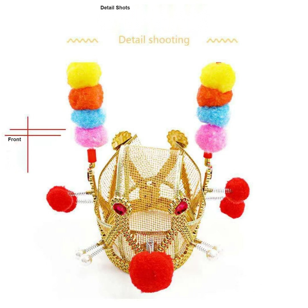 Glowing Monkey King Headpiece Crown, Light Up Purple Gold Hat Costume for Kids Cosplay
