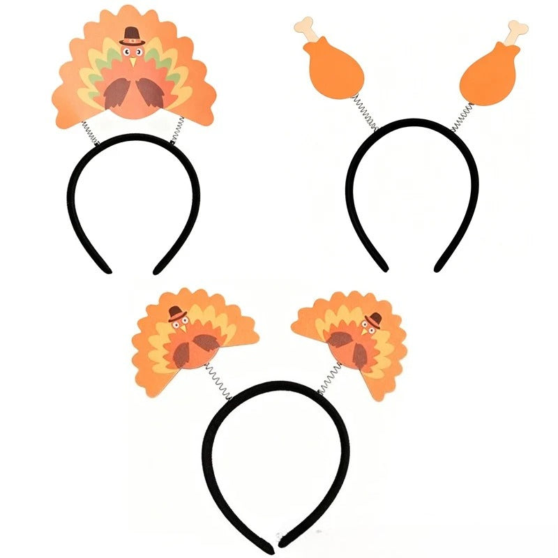 Thanksgiving Turkey Headband Drumstick Fan Tail Funny Cartoon Party Costume Prop