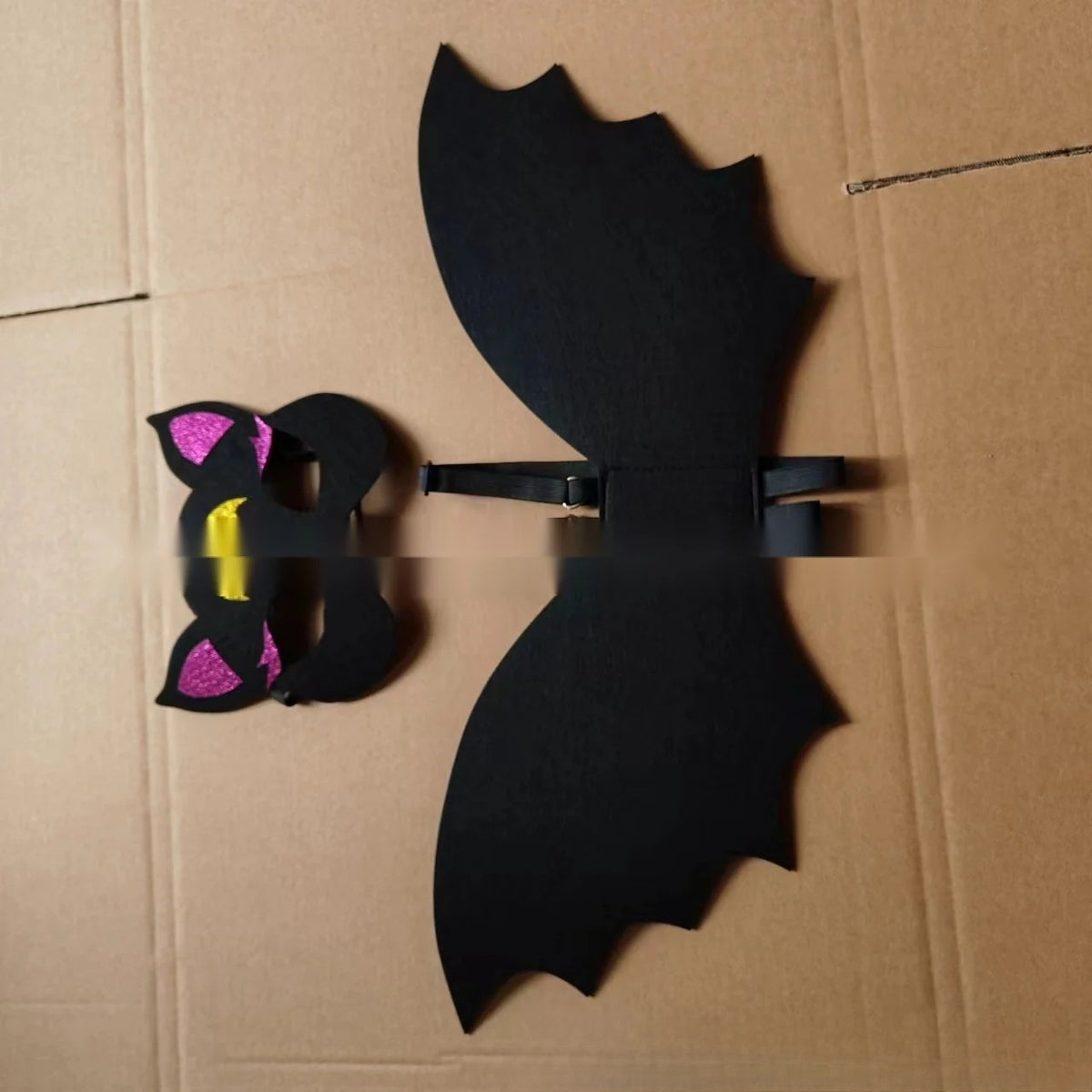 Halloween Kids Bat Wing Cape with Headband Mask, Vampire Costume for Boys and Girls