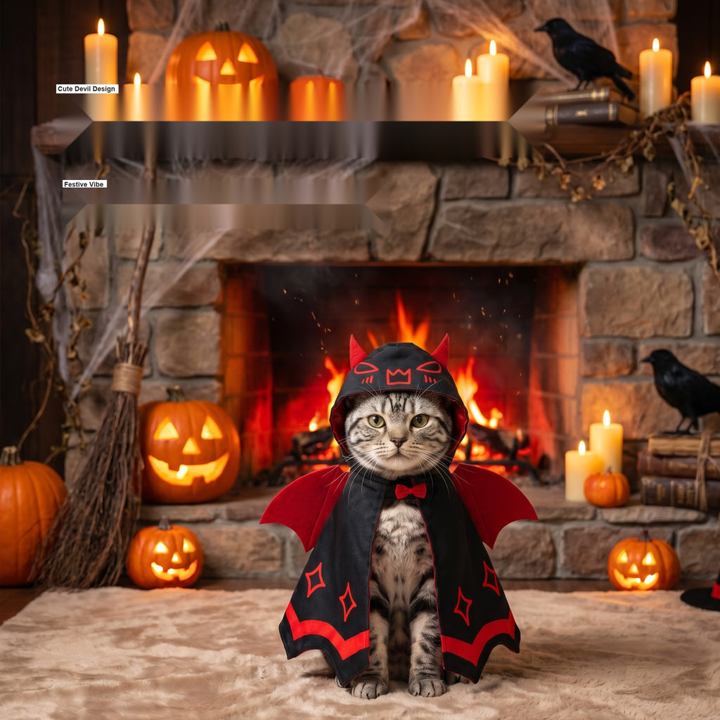 Halloween Bat Wing Cape for Cats and Dogs, Pet Costume Cloak