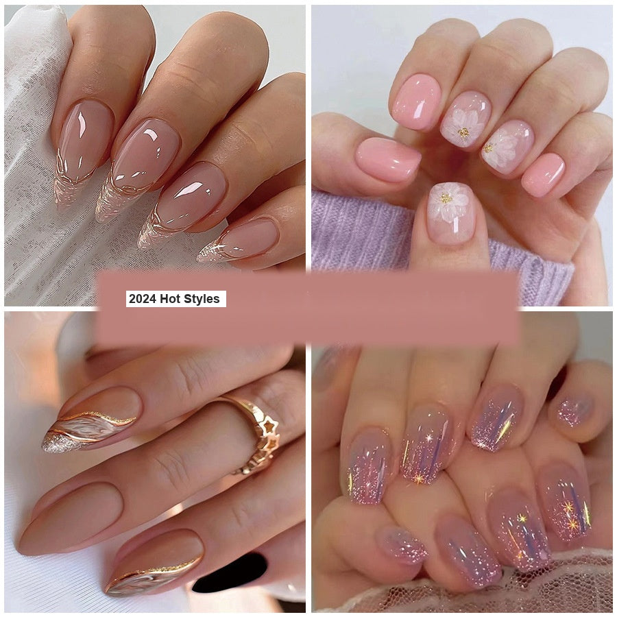 French Style Glitter Press On Nails Collection Sweet Cool Elegant Chic Fake Nails Set