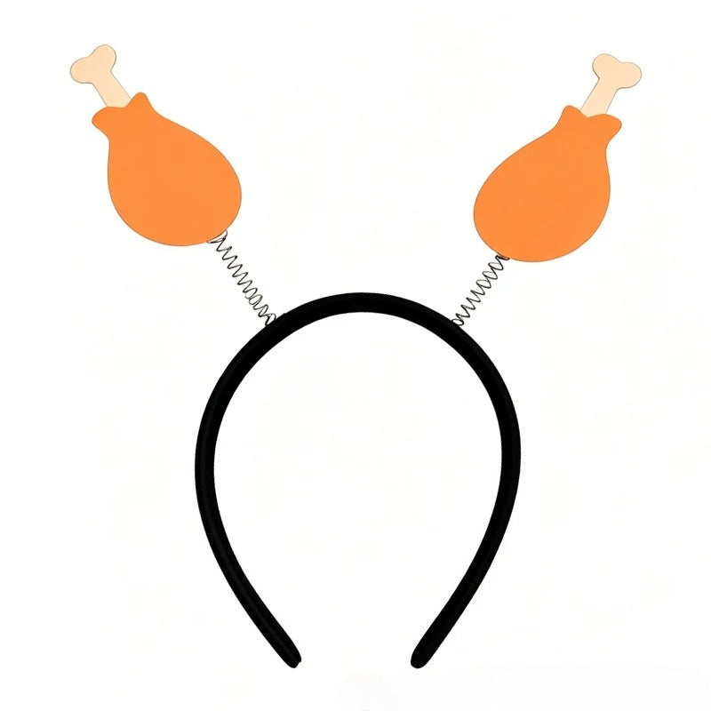 Thanksgiving Turkey Headband Drumstick Fan Tail Funny Cartoon Party Costume Prop