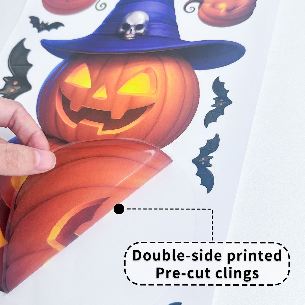 Halloween Pumpkin Ghost Bat Static Cling Stickers, Creative Glass Decals For Party Decorations