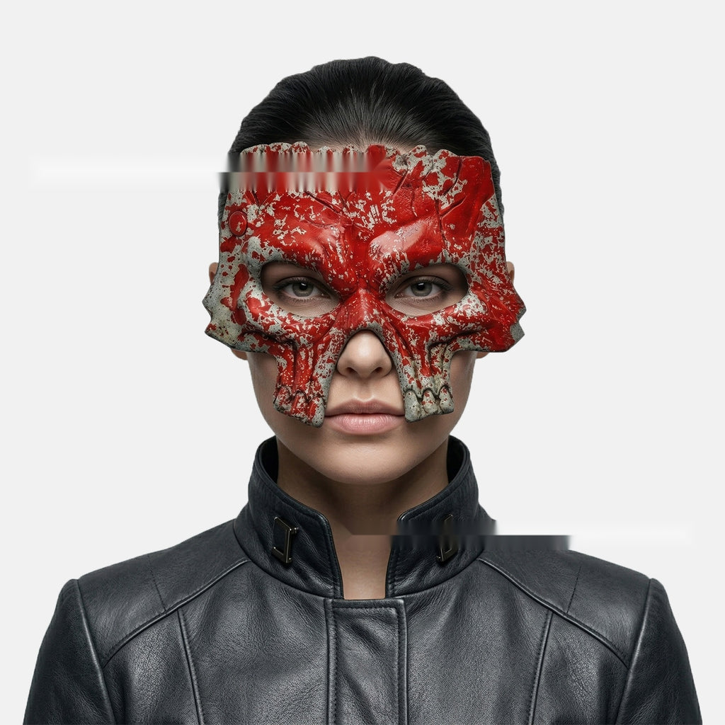 Halloween Half Face Skull Mask, PU Foam Mardi Gras Carnival Costume Prop
