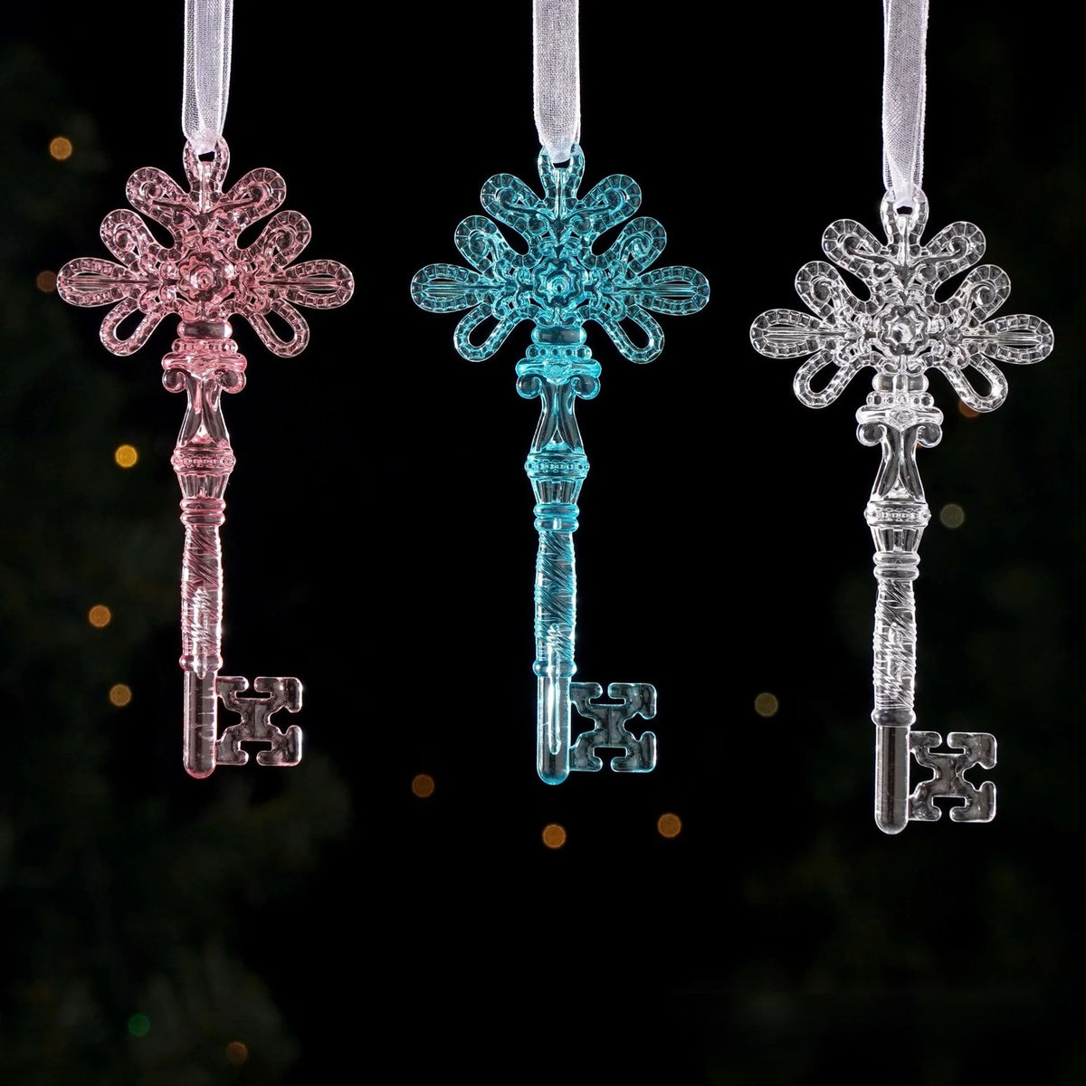 6 Pack Acrylic Christmas Tree Hanging Ornaments, Clear Snowflake Icicle Decorations