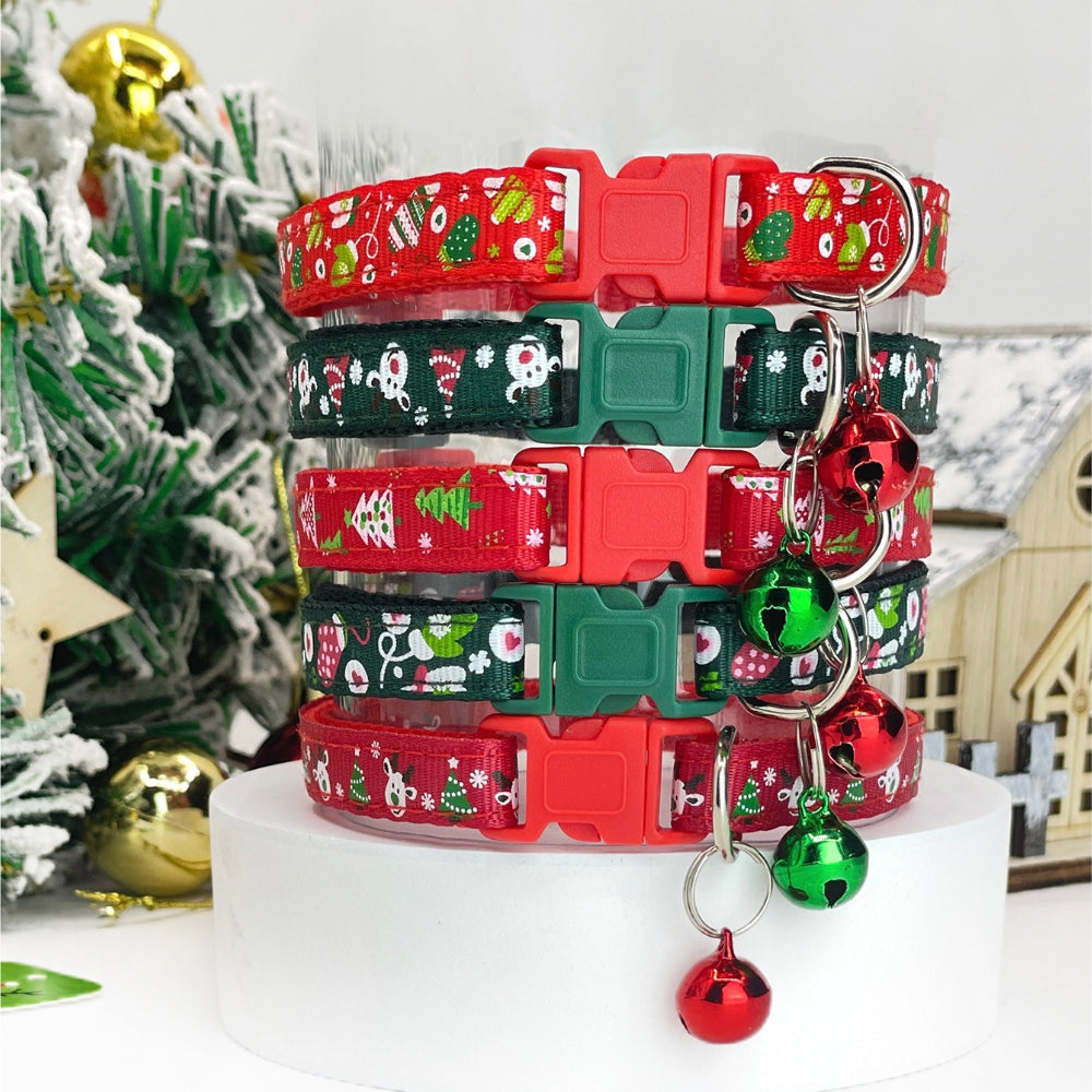 Christmas Pet Collar Bells Necklace for Cats and Dogs, Holiday Bell Collar for Small Medium Pets