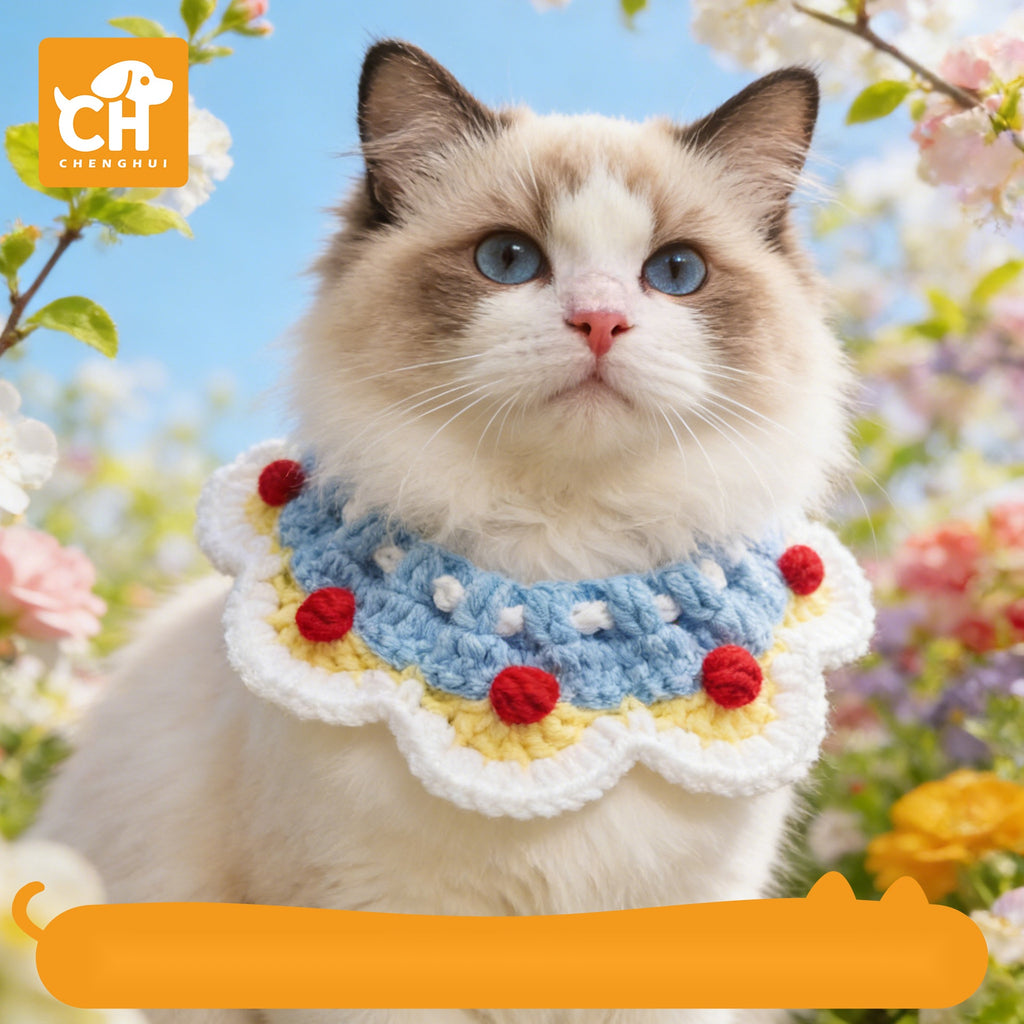 Christmas Knitted Pet Snood Scarf Bib Cat Dog Winter Warm Holiday Pet Accessories