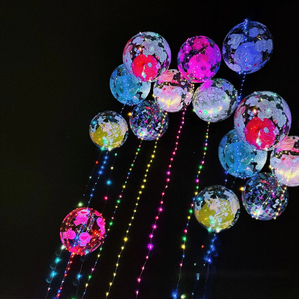 10 Pcs LED Bobo Balloons Glowing Floating Balloons Light Up Party Decor Battery Operated Set