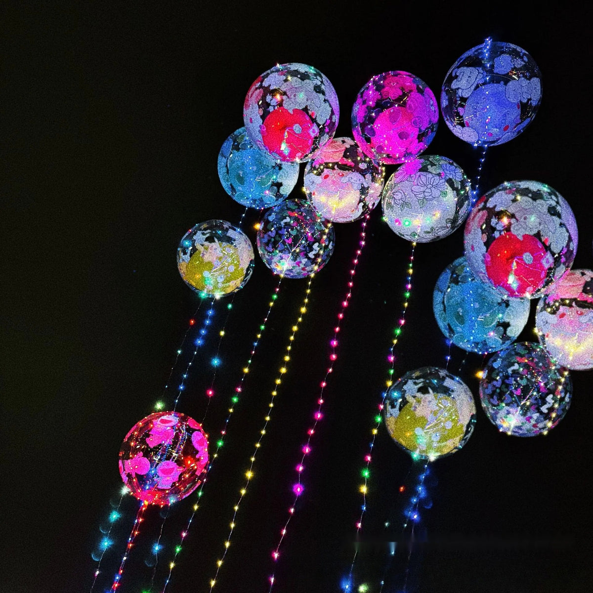 10 Pcs LED Bobo Balloons Glowing Floating Balloons Light Up Party Decor Battery Operated Set