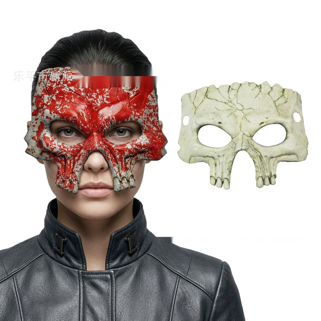 Halloween Half Face Skull Mask, PU Foam Mardi Gras Carnival Costume Prop