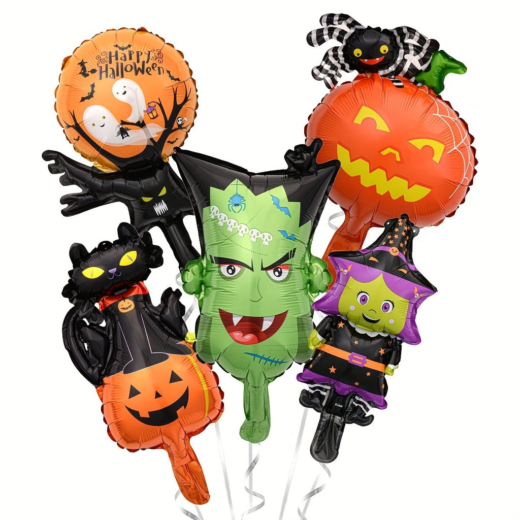 Halloween Themed Foil Balloon Set, Pumpkin Bat Skeleton Aluminum Balloons For Party Decorations