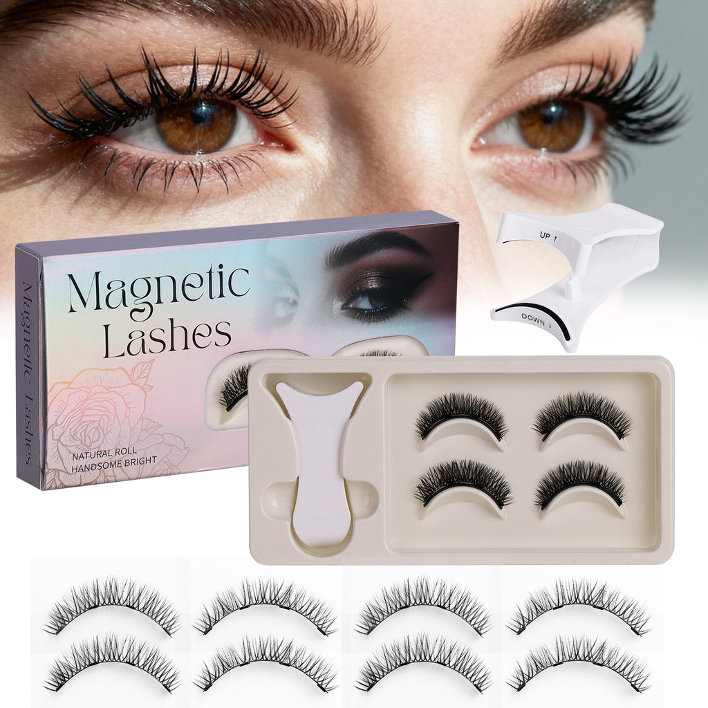 Magnetic False Lashes 3D Volume with Applicator Lash Case Portable Eyelash Kit Set