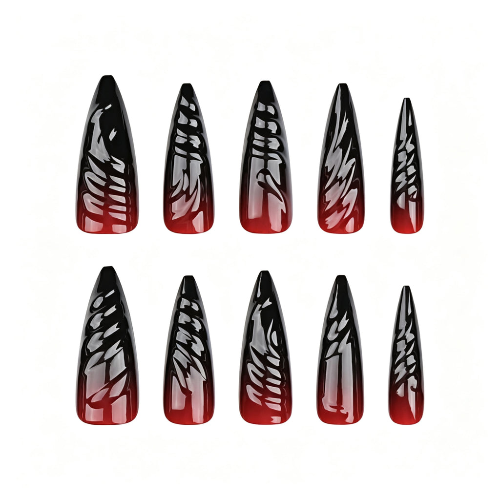 Halloween 3D Press On Nails, Spider Bat Long Blood Drip False Nails For Spooky Party Look