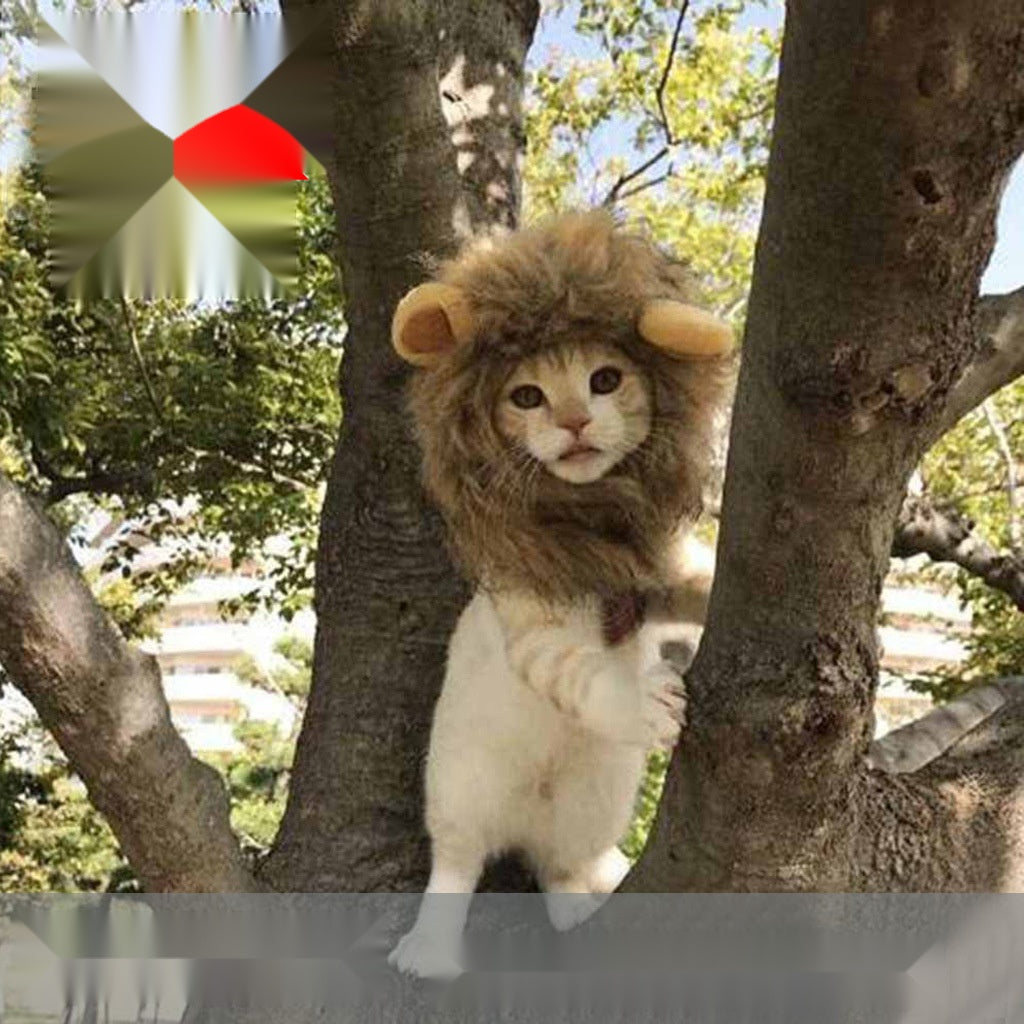Halloween Adjustable Lion Mane Pet Hat, Cat Dog Costume Cap For Fall Winter Holiday Dress Up