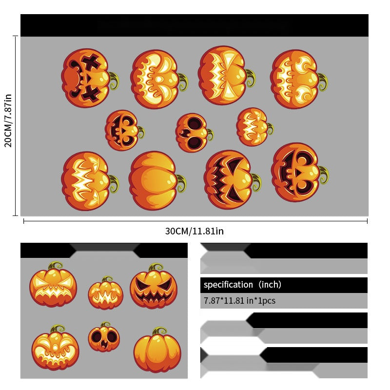 Halloween Pumpkin Head Witch Static Cling Wall Stickers, Removable Glass Decals For Storefront Windows