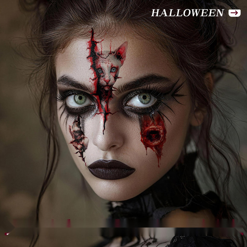 Halloween Realistic Scar Wound Temporary Tattoos, Bloody Horror Tattoo Stickers For Party Costumes