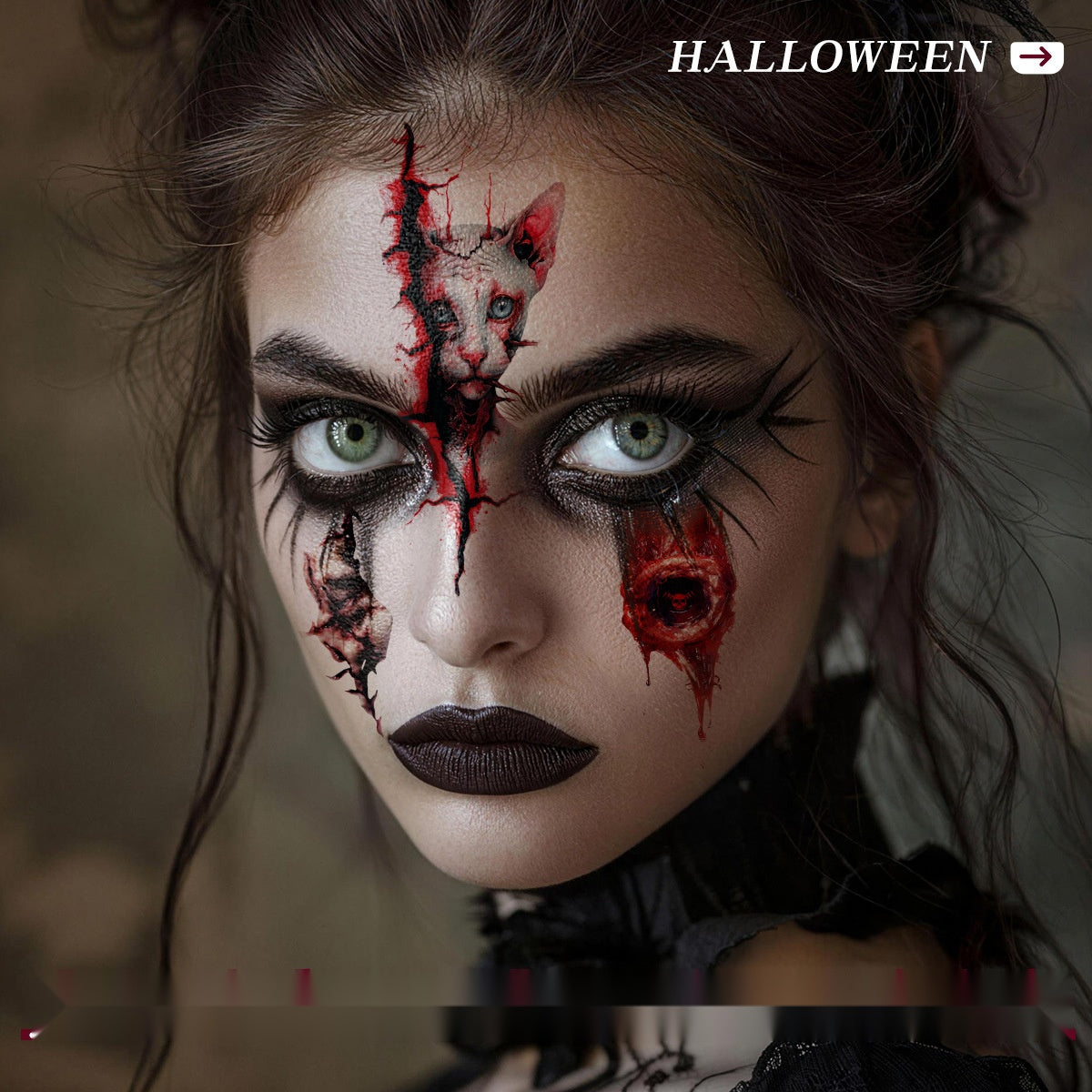 Halloween Realistic Scar Wound Temporary Tattoos, Bloody Horror Tattoo Stickers For Party Costumes